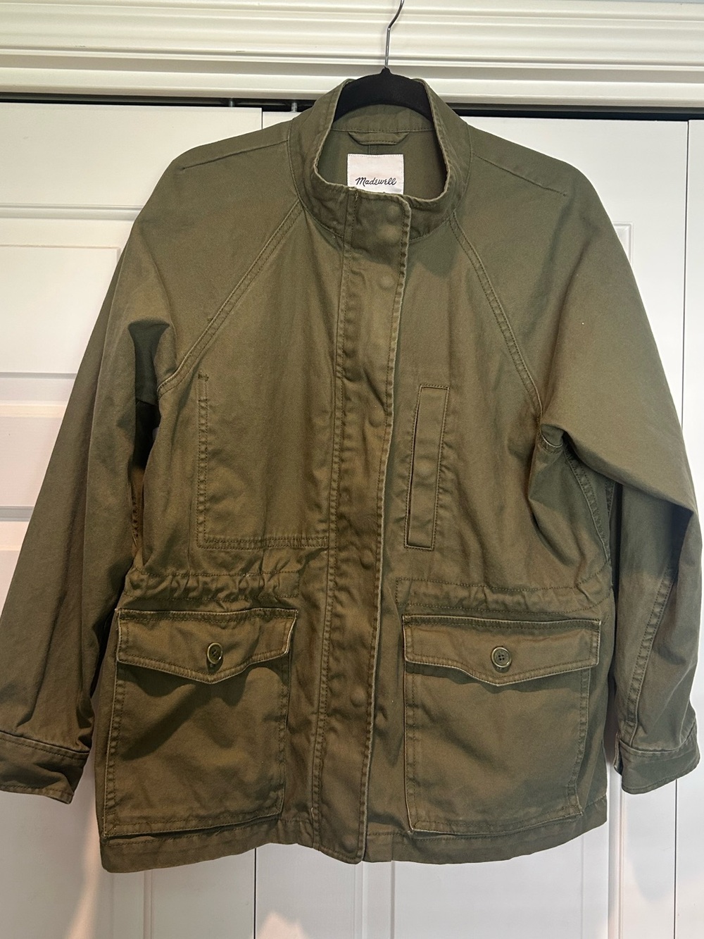 Madewell women’s Olive Green Utility Raincoat